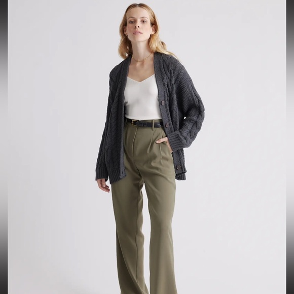 quince organic cotton cable knit cardigan size small - Picture 6 of 6